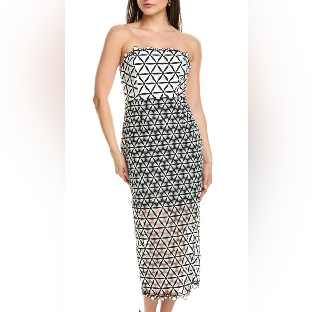 Milly Chic & Trendy Geo Star Lace Dress. Black & White Strapless Size 6 NWT